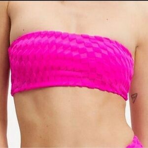 Good American NWT Hawiian Pink‎ Jacquard Bandeau Bikini Top Size 2 (Mediu…